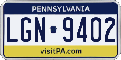 PA license plate LGN9402