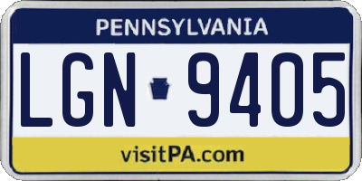 PA license plate LGN9405