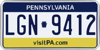 PA license plate LGN9412