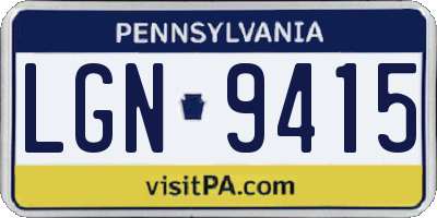 PA license plate LGN9415