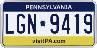 PA license plate LGN9419
