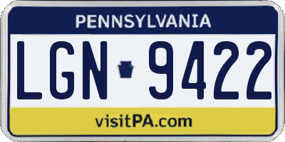 PA license plate LGN9422
