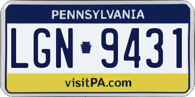 PA license plate LGN9431