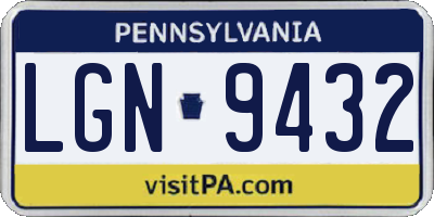 PA license plate LGN9432