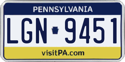 PA license plate LGN9451