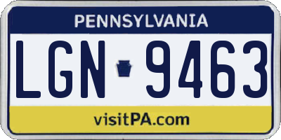 PA license plate LGN9463