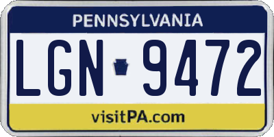 PA license plate LGN9472