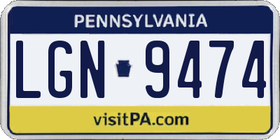 PA license plate LGN9474