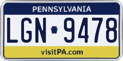 PA license plate LGN9478