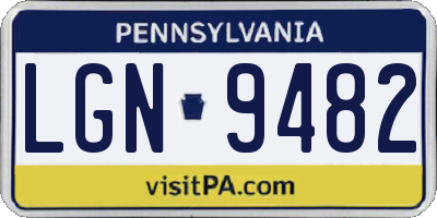 PA license plate LGN9482