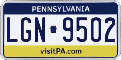 PA license plate LGN9502