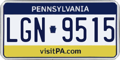 PA license plate LGN9515