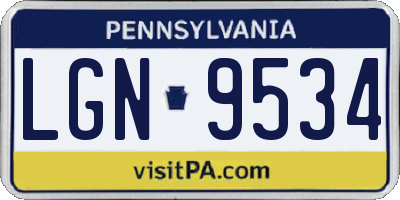 PA license plate LGN9534