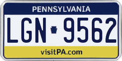 PA license plate LGN9562