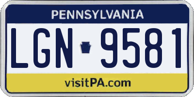 PA license plate LGN9581