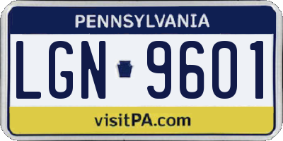 PA license plate LGN9601