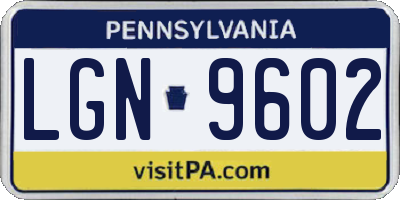 PA license plate LGN9602