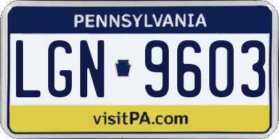 PA license plate LGN9603