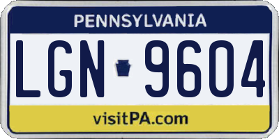 PA license plate LGN9604