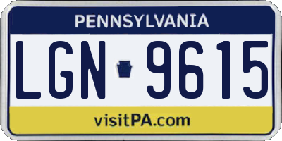 PA license plate LGN9615