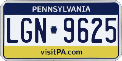 PA license plate LGN9625