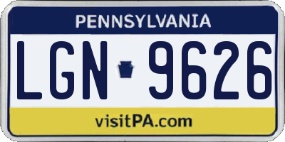 PA license plate LGN9626