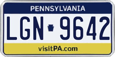 PA license plate LGN9642