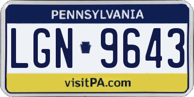 PA license plate LGN9643