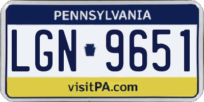 PA license plate LGN9651