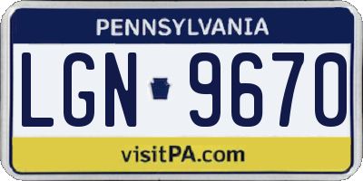 PA license plate LGN9670