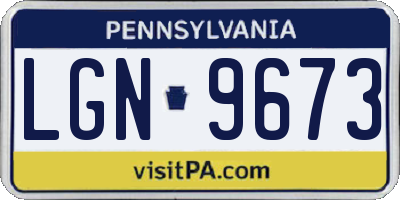 PA license plate LGN9673