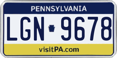 PA license plate LGN9678