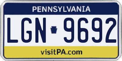 PA license plate LGN9692