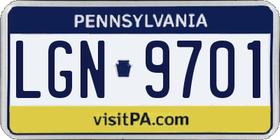 PA license plate LGN9701
