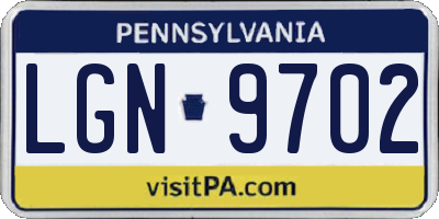 PA license plate LGN9702