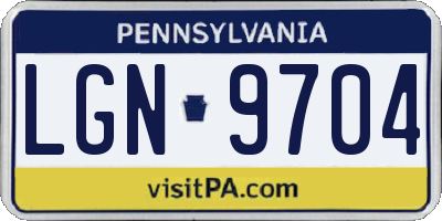 PA license plate LGN9704