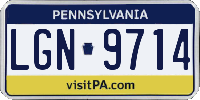 PA license plate LGN9714