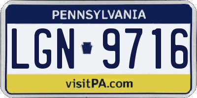 PA license plate LGN9716