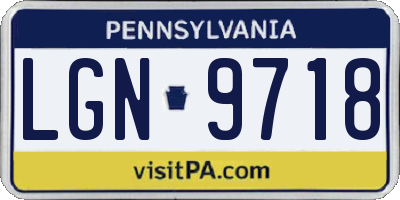 PA license plate LGN9718