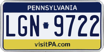 PA license plate LGN9722
