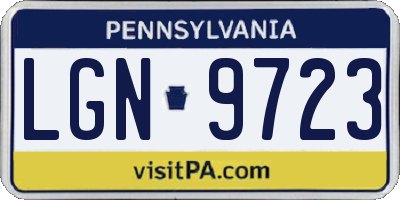 PA license plate LGN9723