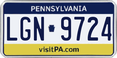 PA license plate LGN9724