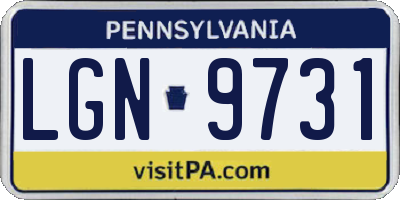 PA license plate LGN9731