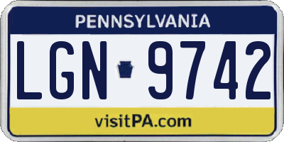 PA license plate LGN9742