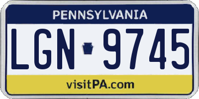 PA license plate LGN9745