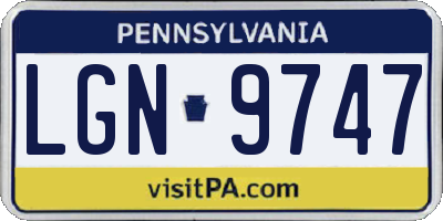 PA license plate LGN9747