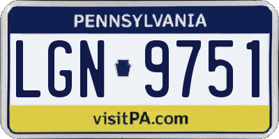 PA license plate LGN9751