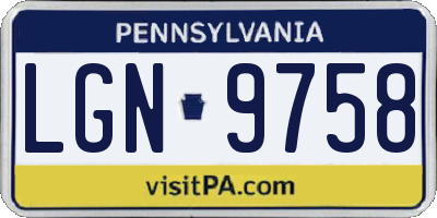 PA license plate LGN9758