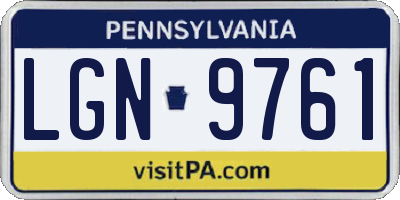 PA license plate LGN9761