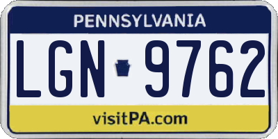 PA license plate LGN9762